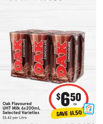 IGA Oak Flavoured UHT Milk 6x200mL offer