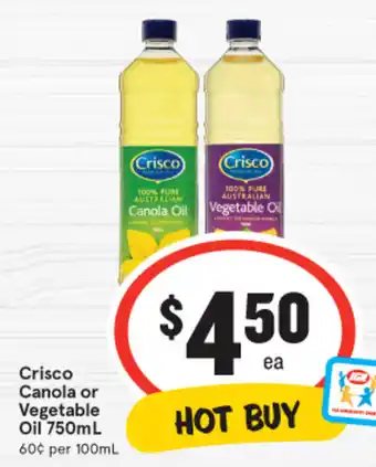 IGA Crisco Canola or Vegetable Oil 750mL offer