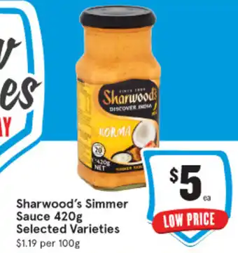 IGA Sharwood's Simmer Sauce 420g offer