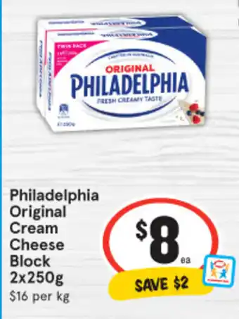 IGA Philadelphia Original Cream Cheese Block 2x250g offer