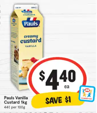 IGA Pauls Vanilla Custard 1kg offer
