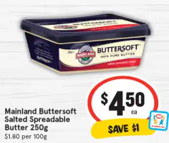 IGA Mainland Buttersoft Salted Spreadable Butter 250g offer