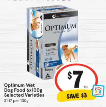 IGA Optimum Wet Dog Food 6x100g offer