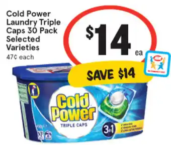 IGA Cold Power Laundry Triple Caps 30 Pack offer