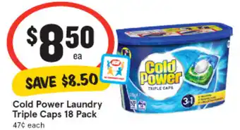 IGA Cold Power Laundry Triple Caps 18 Pack offer
