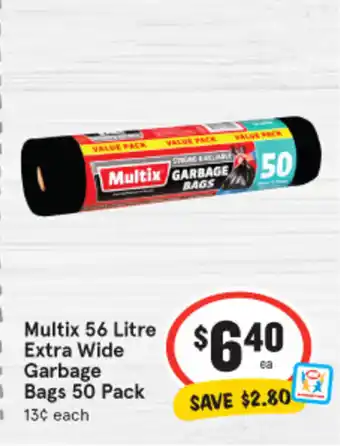 IGA Multix 56 Litre Extra Wide Garbage Bags 50 Pack offer