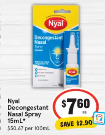IGA Nyal Decongestant Nasal Spray 15mL offer