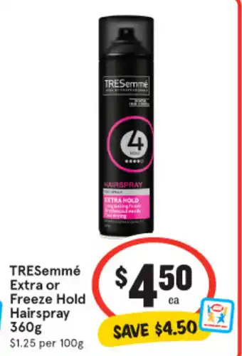 IGA TRESemmé Extra or Freeze Hold Hairspray 360g offer