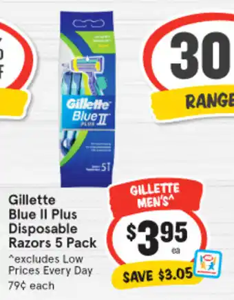 IGA Gillette Blue II Plus Disposable Razors 5 Pack offer