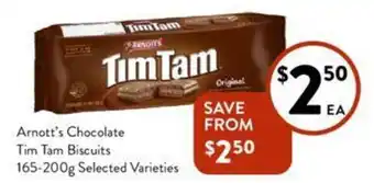 Foodworks Arnott's Chocolate Tim Tam Biscuits 165-200g offer
