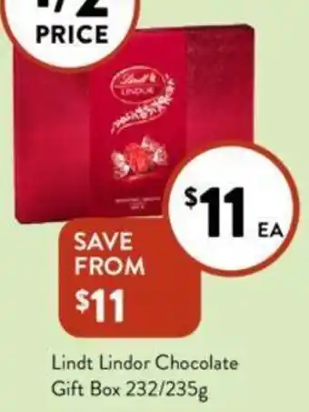 Foodworks Lindt Lindor Chocolate Gift Box 232/235g offer