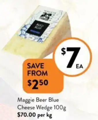Foodworks Maggie Beer Blue Cheese Wedge 100g offer