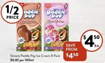 Foodworks Streets Paddle Pop Ice Cream 8 Pack offer