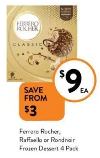 Ferrero Rocher Raffaello or Rondnoir Frozen Dessert 4 Pack