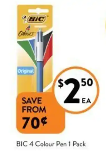 Foodworks BIC 4 Colour Pen 1 Pack offer