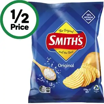 Woolworths Smith’s Crinkle Cut 150-170g or Smith’s Double Crunch 150g offer