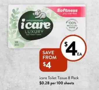 Foodworks icare Toilet Tissue 8 Pack offer