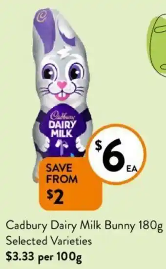 Foodworks Cadbury Dairy Milk Bunny 180g offer