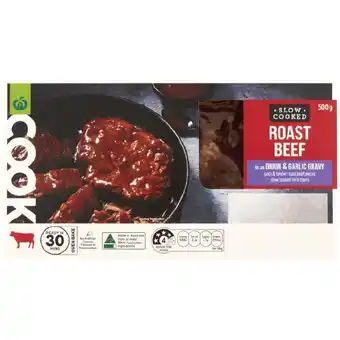 Woolworths Woolworths COOK Slow Cooked Beef with Onion & Gravy 500g offer