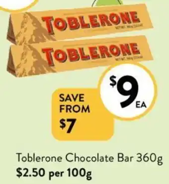 Foodworks Toblerone Chocolate Bar 360g offer