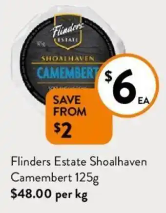 Foodworks Flinders Estate Shoalhaven Camembert 125g offer
