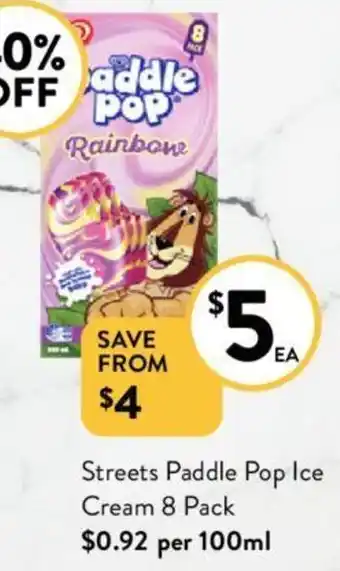 Foodworks Streets Paddle Pop Ice Cream 8 Pack offer