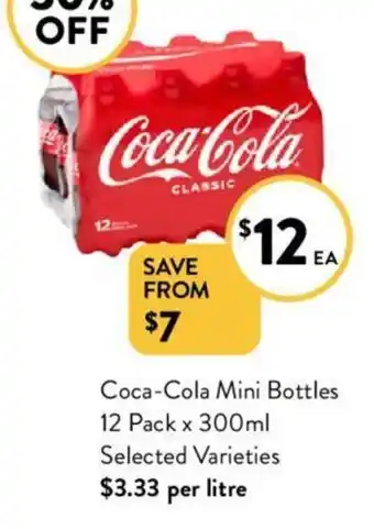 Foodworks Coca-Cola Mini Bottles 12 Pack x 300ml offer