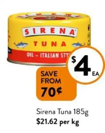 Foodworks Sirena Tuna 185g offer