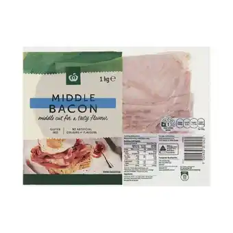 Woolworths Woolworths Shortcut or Middle Bacon 1 kg – From the Fridge offer