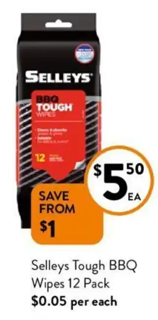 Foodworks Selleys Tough BBQ Wipes 12 Pack offer