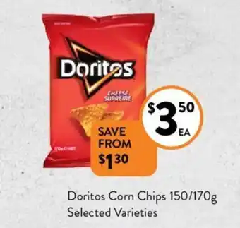 Foodworks Doritos Corn Chips 150/170g offer