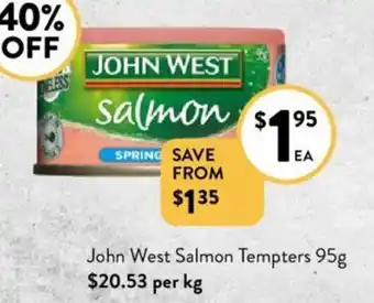 Foodworks John West Salmon Tempters 95g offer