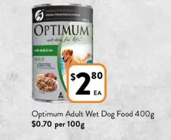 Foodworks Optimum Adult Wet Dog Food 400g offer