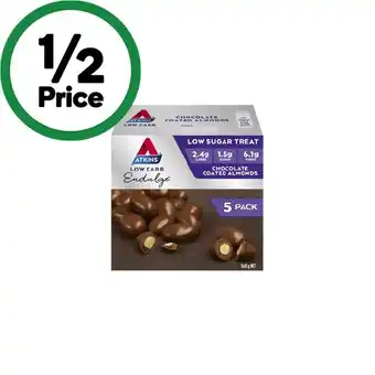 Woolworths Atkins Endulge Chocolate Coated Almonds Pk 5 x 30g† offer