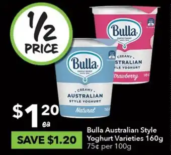 Ritchies Bulla Australian Style Yoghurt Varieties 160g offer