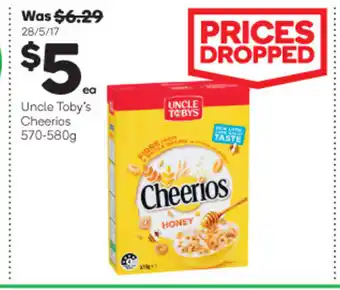 Woolworths Uncle Toby's Cheerios 570-580g offer