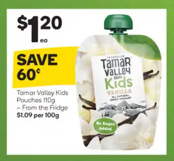 Woolworths Tamar Valley Kids Pouches 110g offer