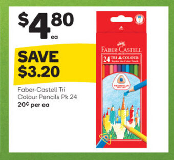 Woolworths Faber-Castell Tri Colour Pencils Pk 24 offer