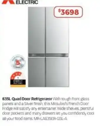 Retravision 635L Quad Door Refrigerator offer
