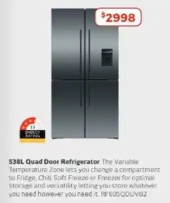 Retravision 538L Quad Door Refrigerator offer