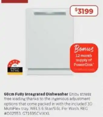 Retravision 60cm Fully integrated Dishwasher offer