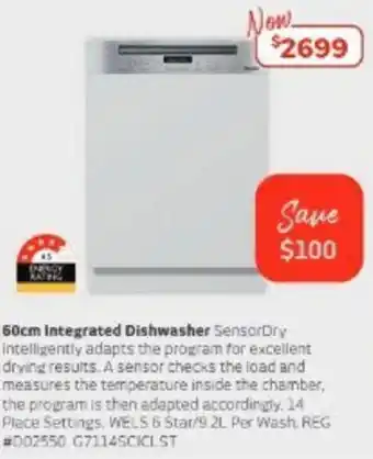 Retravision 60cm Integrated Dishwasher offer