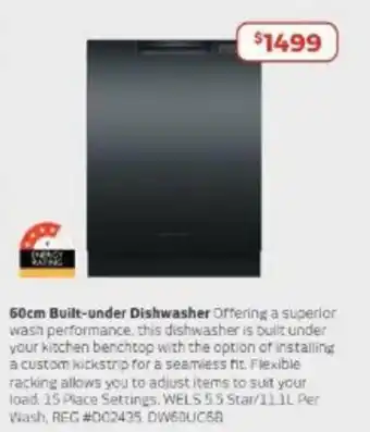 Retravision 60cm Built-under Dishwasher offer