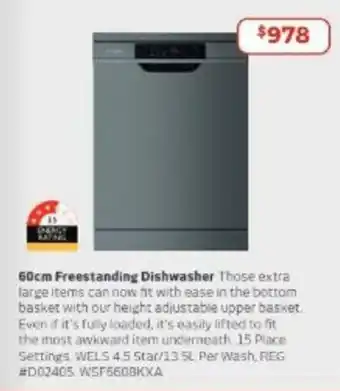 Retravision 60cm Freestanding Dishwasher offer