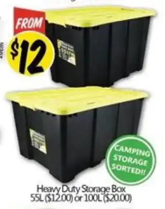 Heavy Duty Storage Box 55L ($12.00) or 100L ($20.00)