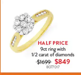 Goldmark 9ct ring with 1/2 carat of diamonds offer