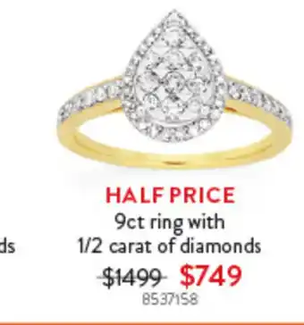 Goldmark 9ct ring with 1/2 carat of diamonds offer