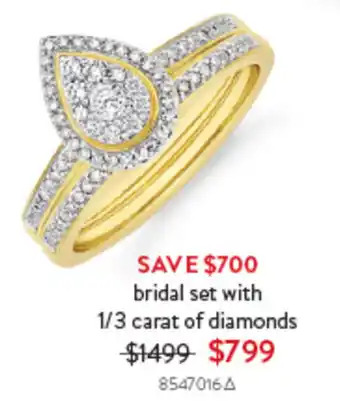 Goldmark bridal set with 1/3 carat of diamonds offer