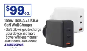 Officeworks 100W USB C USB A GaN Wall Charger offer