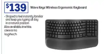 Officeworks Wave Keys Wireless Ergonomic Keyboard offer